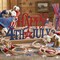 Metal “Happy 4th of July” Table Sign with Wooden Base, Patriotic Red White Blue American Flag Decor, Independence Day Memorial Day Indoor Centerpiece, Farmhouse Style Tabletop Decoration for Shelf, Desk, Mantel, and Home Display